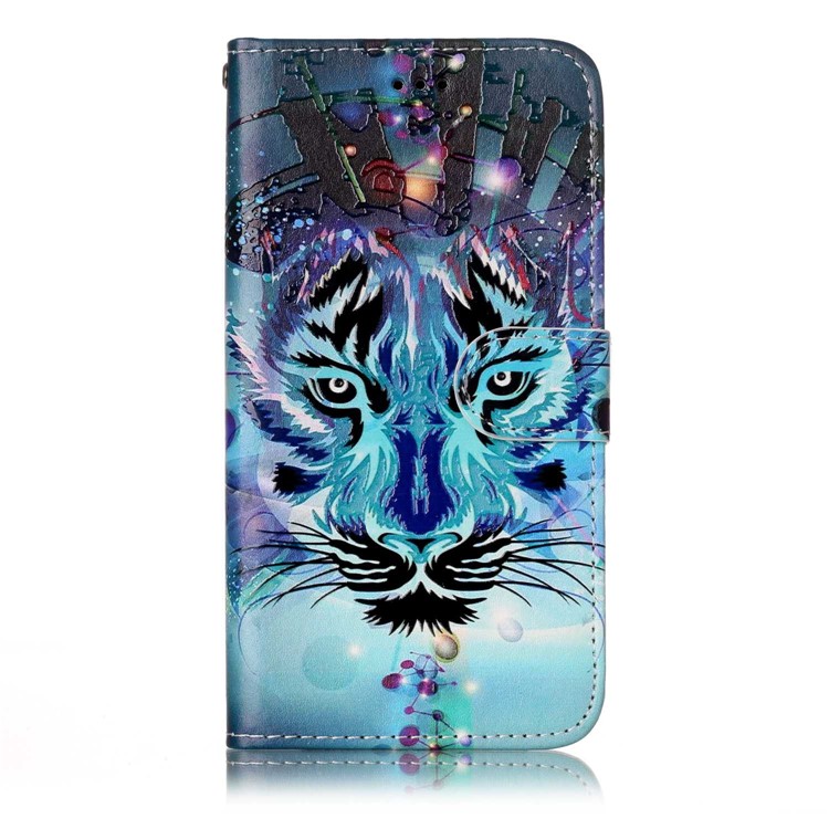 Embossed Pattern Flip Cover Case for Motorola Moto G5 - Tiger-2