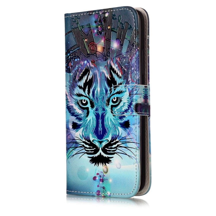 Embossed Pattern Flip Cover Case for Motorola Moto G5 - Tiger-4