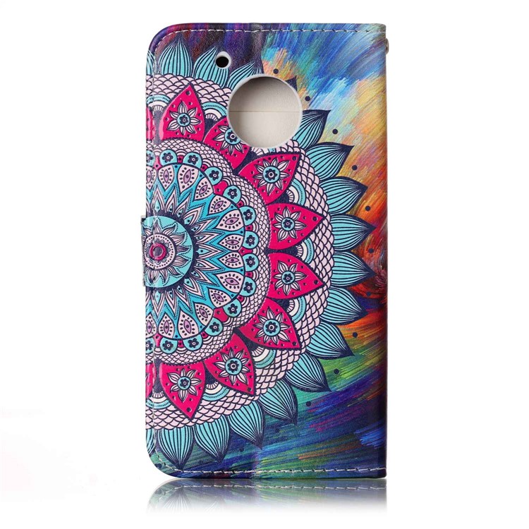 Embossed Pattern PU Leather Protective Case for Motorola Moto G5 - Flower-3
