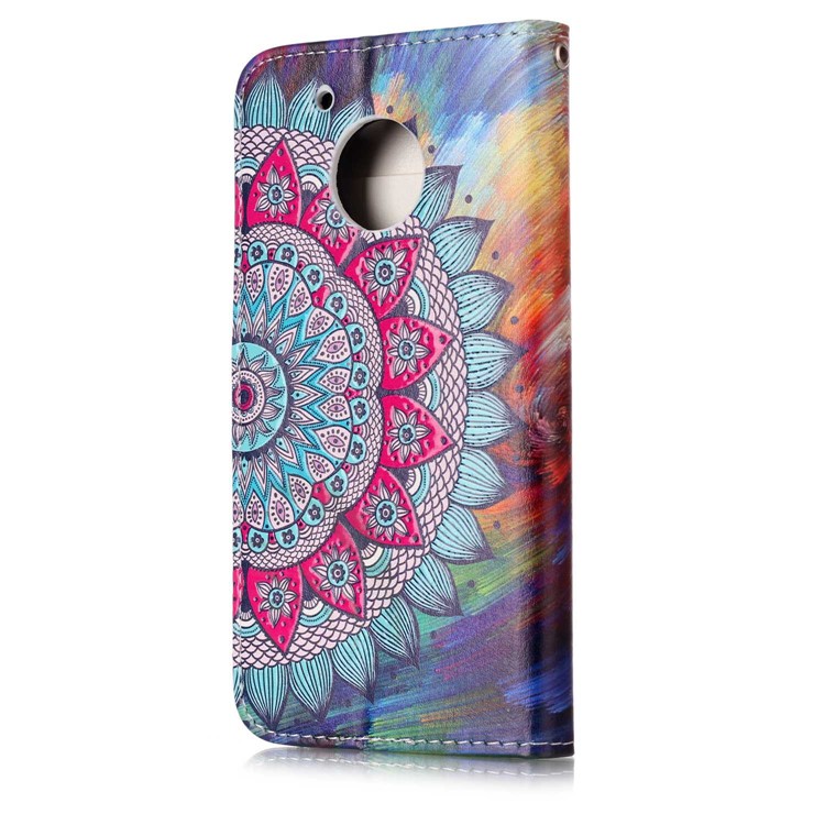 Embossed Pattern PU Leather Protective Case for Motorola Moto G5 - Flower-5