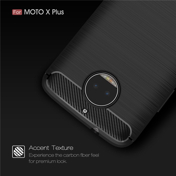 For Motorola Moto X Plus Carbon Fiber Texture Brushed Mobile TPU Shell - Black-4