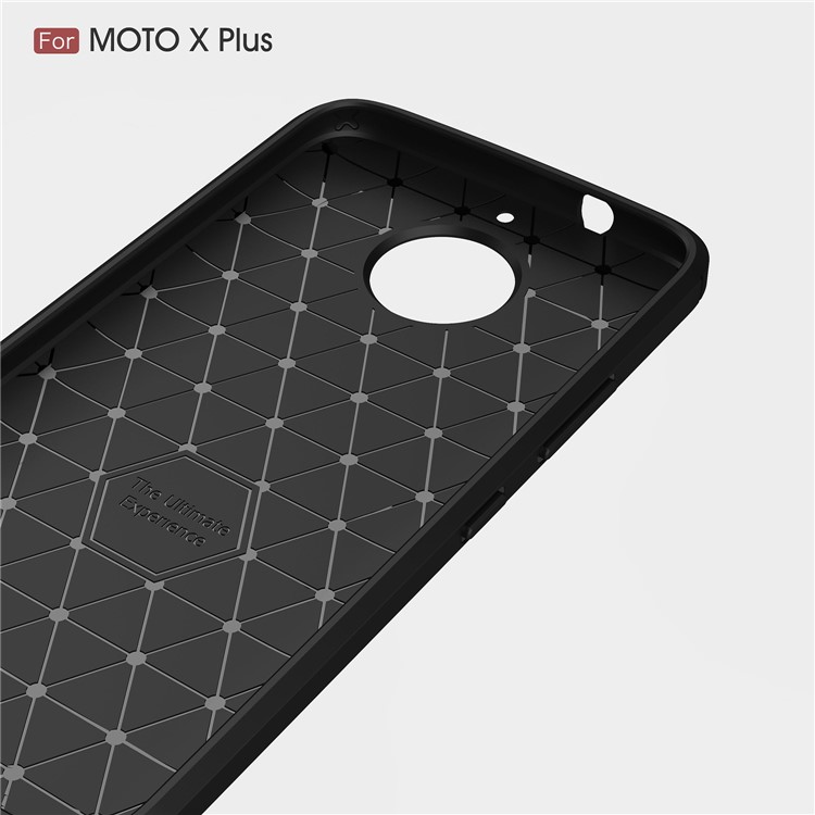 For Motorola Moto X Plus Carbon Fiber Texture Brushed Mobile TPU Shell - Black-5