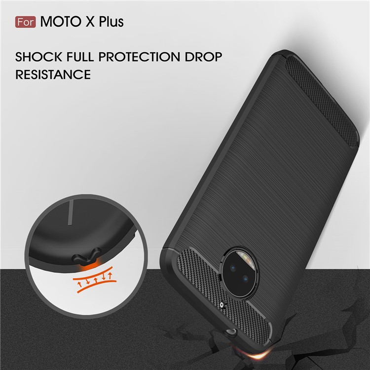 For Motorola Moto X Plus Carbon Fiber Texture Brushed Mobile TPU Shell - Black-6