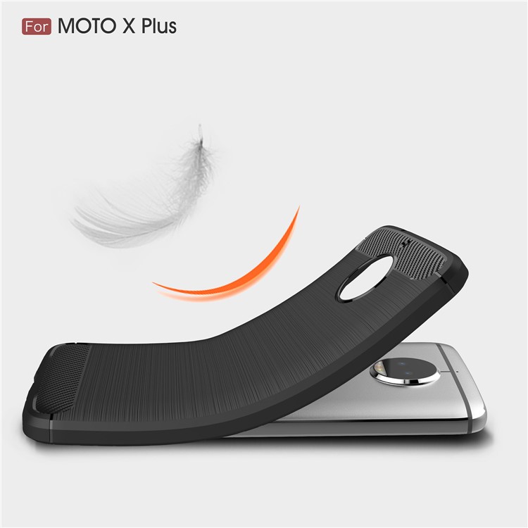 For Motorola Moto X Plus Carbon Fiber Texture Brushed Mobile TPU Shell - Black-7