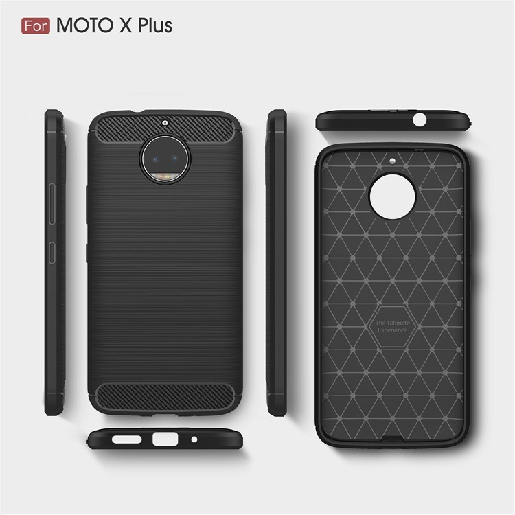 For Motorola Moto X Plus Carbon Fiber Texture Brushed Mobile TPU Shell - Black-9
