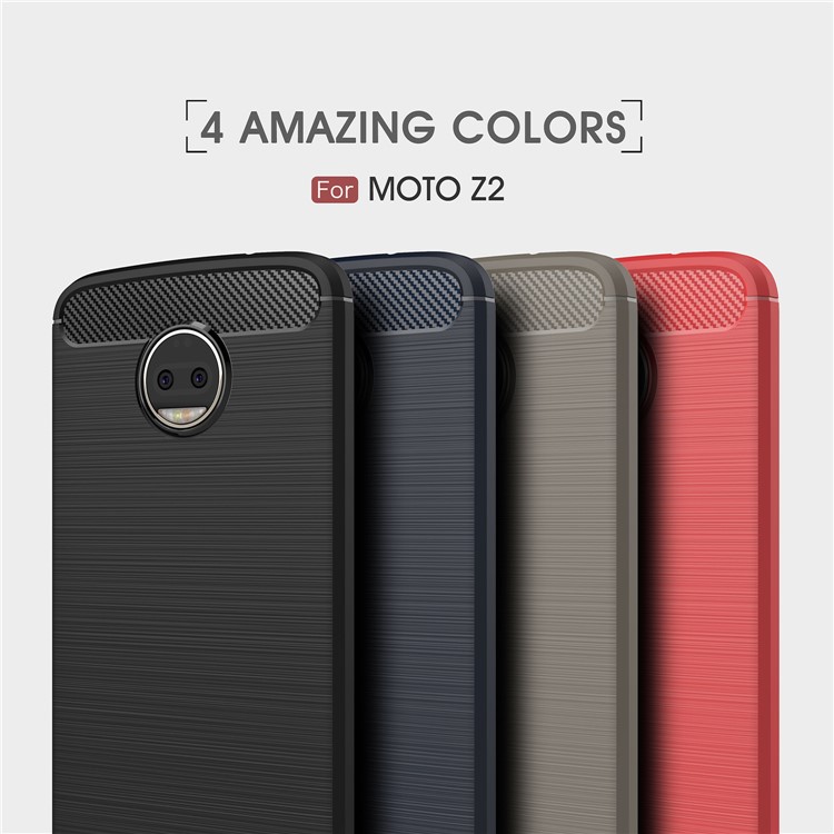 For Motorola Moto Z2 Carbon Fiber Texture Brushed TPU Phone Casing - Black-11