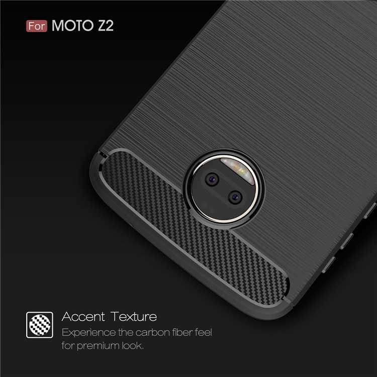 For Motorola Moto Z2 Carbon Fiber Texture Brushed TPU Phone Casing - Black-4