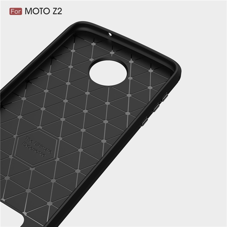 For Motorola Moto Z2 Carbon Fiber Texture Brushed TPU Phone Casing - Black-5