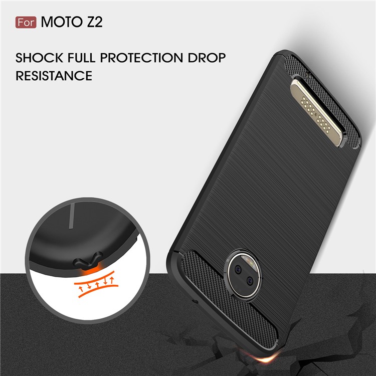For Motorola Moto Z2 Carbon Fiber Texture Brushed TPU Phone Casing - Black-6