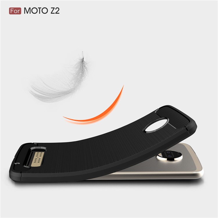 For Motorola Moto Z2 Carbon Fiber Texture Brushed TPU Phone Casing - Black-7