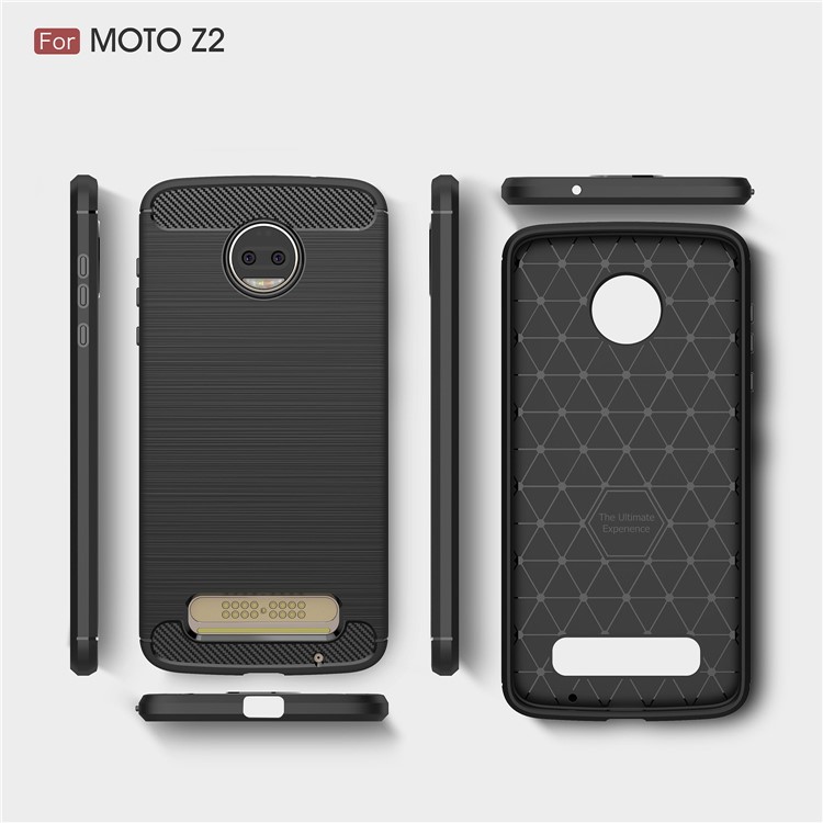 For Motorola Moto Z2 Carbon Fiber Texture Brushed TPU Phone Casing - Black-9