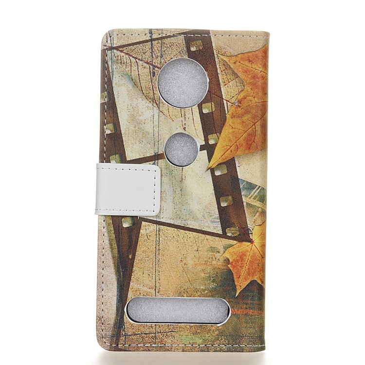 Pattern Printing Leather Wallet Case with Stand for Motorola Moto Z Force 2017 - Eiffel Tower and Maple Leaves-2