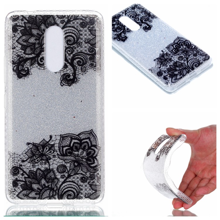 Double-sided IMD Flash Powder TPU Cover for Lenovo K6 Note - Lace Pattern-1