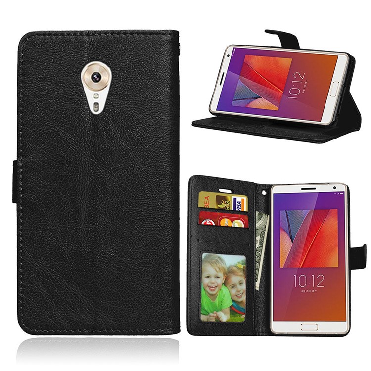 Crazy Horse Texture Wallet Leather Stand Flip Case for Lenovo ZUK Edge - Black-1