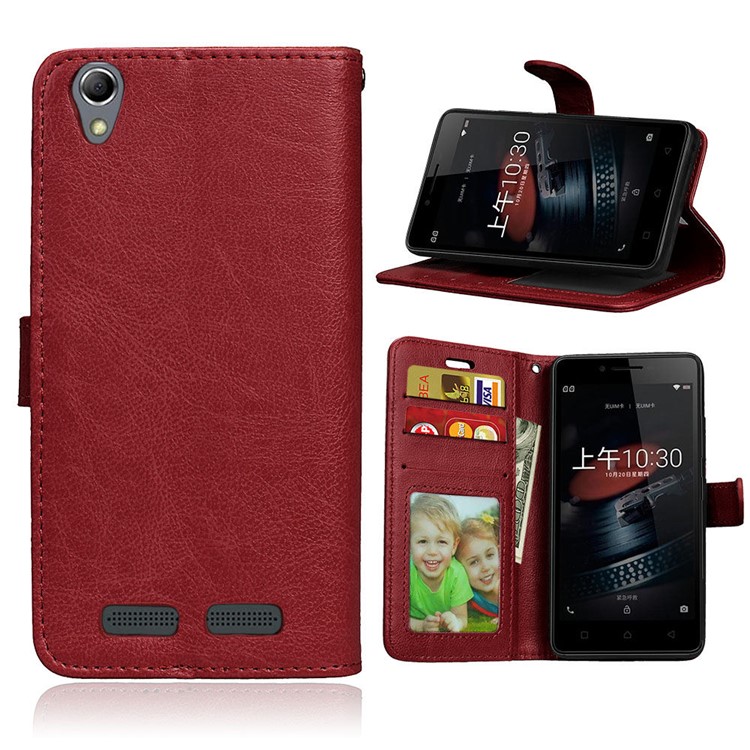 Crazy Horse Texture PU Leather Wallet Stand Flip Cover for LENOVO Lemon K10 (K10e70) - Brown-1