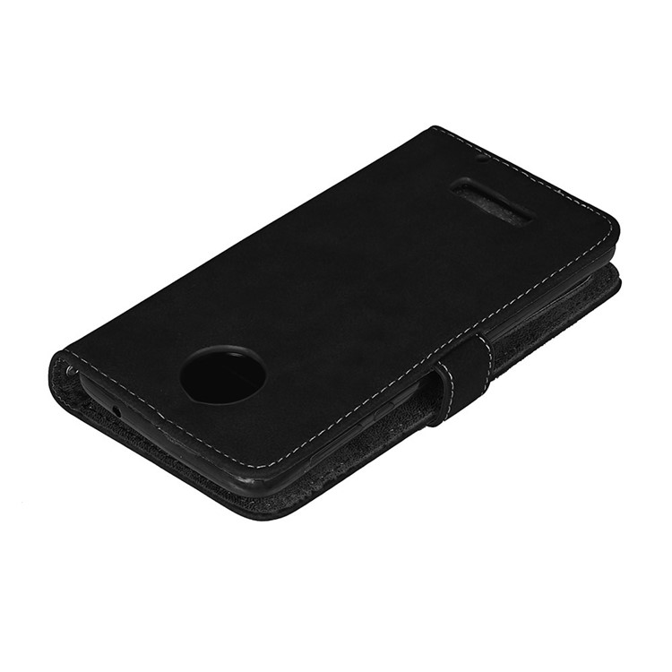 For Motorola Moto Z Matte Skin Leather Stand Folio Case with 9 Card Holders - Black-5