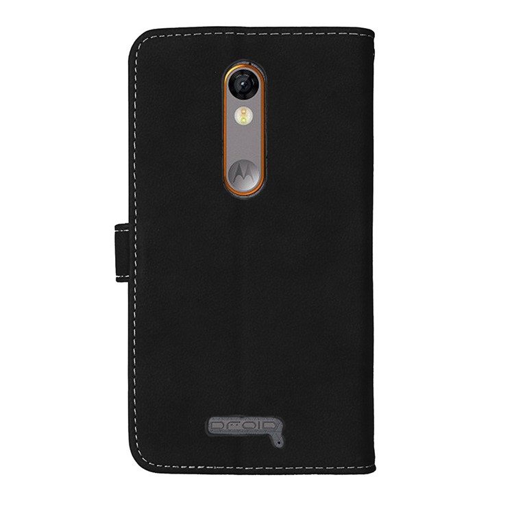 Matte Skin Leather Stand Folio Case with 9 Card Holders for Motorola Moto X Force X3 - Black-4