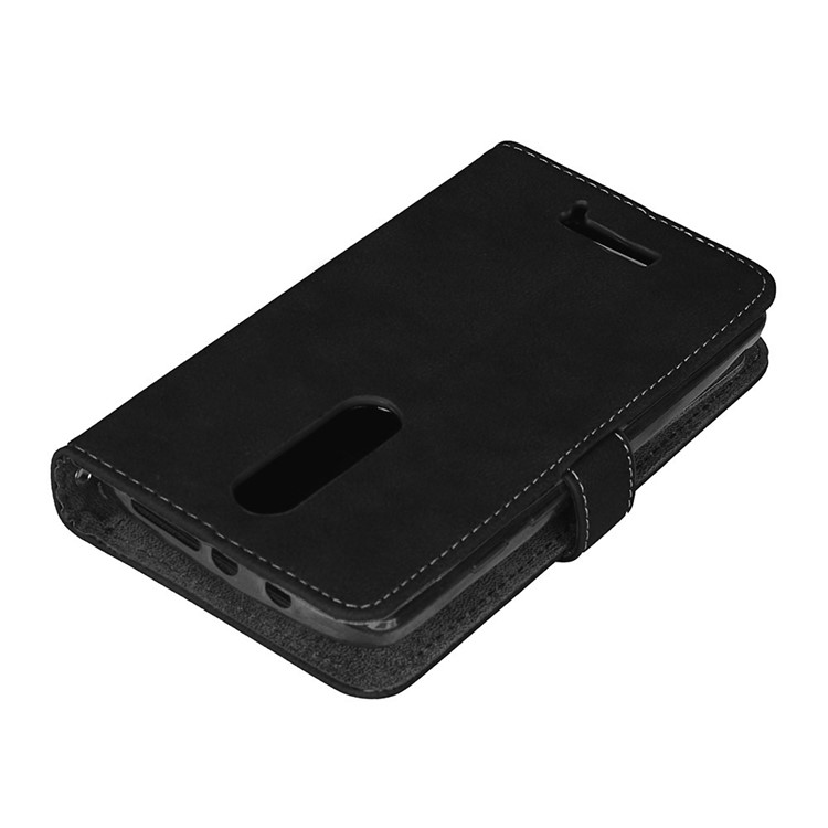Matte Skin Leather Stand Folio Case with 9 Card Holders for Motorola Moto X Force X3 - Black-5