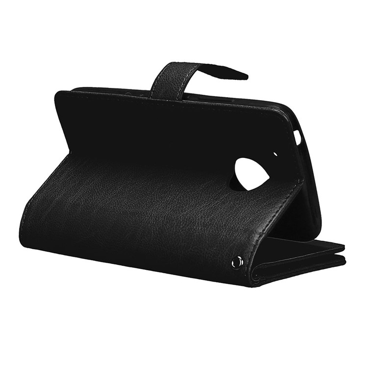 For Motorola Moto G5 Crazy Horse Wallet PU Leather Folio Stand Case with 9 Card Slots - Black-10