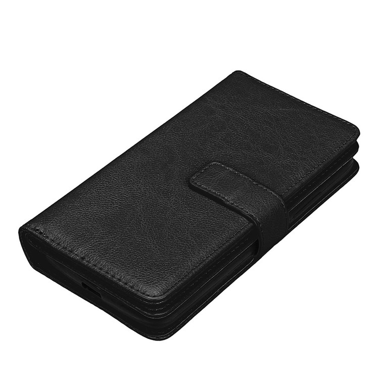 For Motorola Moto G5 Crazy Horse Wallet PU Leather Folio Stand Case with 9 Card Slots - Black-6