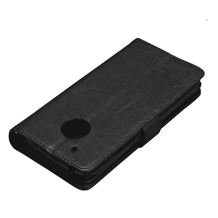 For Motorola Moto G5 Crazy Horse Wallet PU Leather Folio Stand Case with 9 Card Slots - Black-7