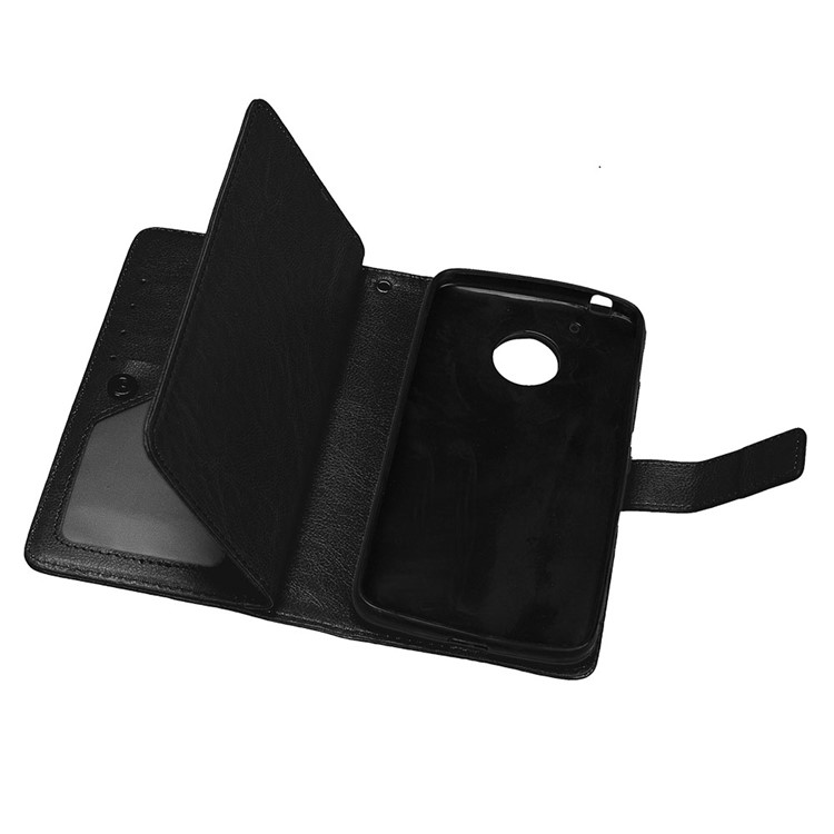 For Motorola Moto G5 Crazy Horse Wallet PU Leather Folio Stand Case with 9 Card Slots - Black-8