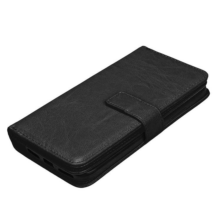 Crazy Horse Wallet Leather Folio Cell Phone Case with Stand for Motorola Moto M - Black-6