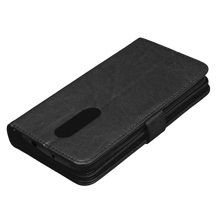 Crazy Horse Wallet Leather Folio Cell Phone Case with Stand for Motorola Moto M - Black-7
