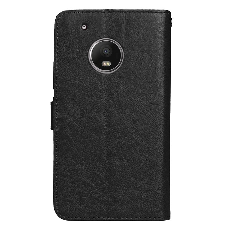 Crazy Horse Stand Wallet Leather Cell Phone Case for Motorola Moto G5 Plus - Black-4