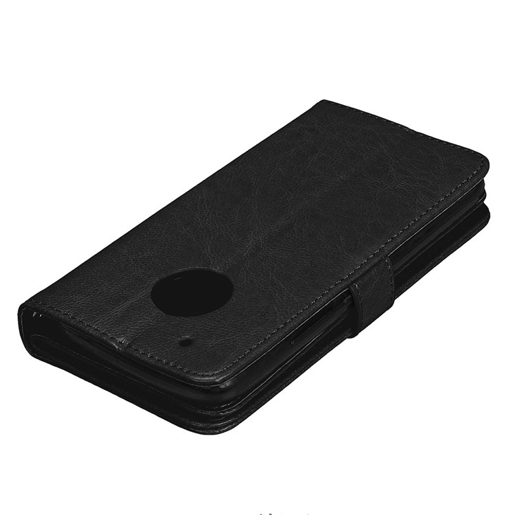 Crazy Horse Stand Wallet Leather Cell Phone Case for Motorola Moto G5 Plus - Black-7