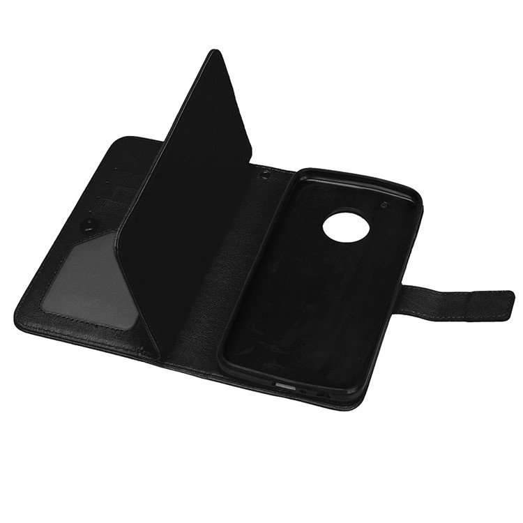 Crazy Horse Stand Wallet Leather Cell Phone Case for Motorola Moto G5 Plus - Black-8
