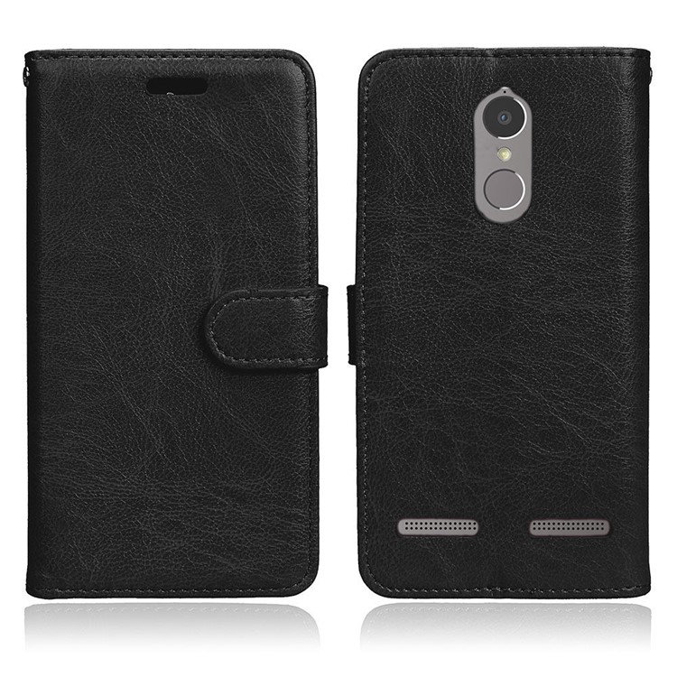 Crazy Horse Texture Stand Wallet Leather Flip Case for Lenovo K6 Power - Black-2
