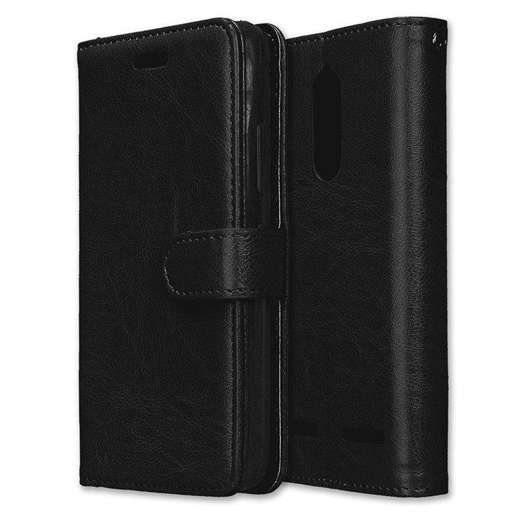 Crazy Horse Texture Stand Wallet Leather Flip Case for Lenovo K6 Power - Black-3