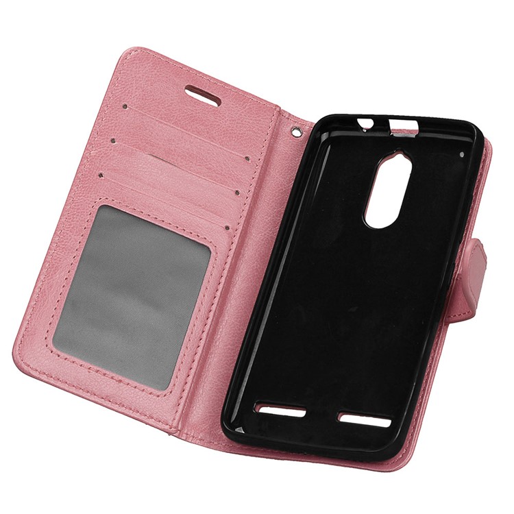 Crazy Horse Texture Stand Wallet Leather Flip Case for Lenovo K6 Power - Pink-10