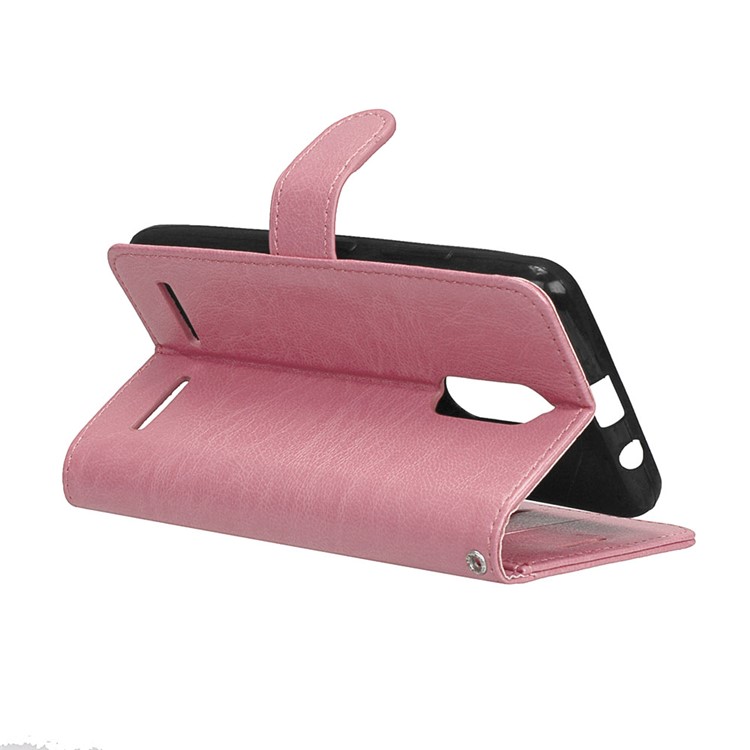 Crazy Horse Texture Stand Wallet Leather Flip Case for Lenovo K6 Power - Pink-14