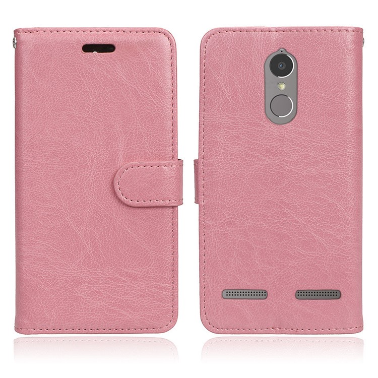 Crazy Horse Texture Stand Wallet Leather Flip Case for Lenovo K6 Power - Pink-2