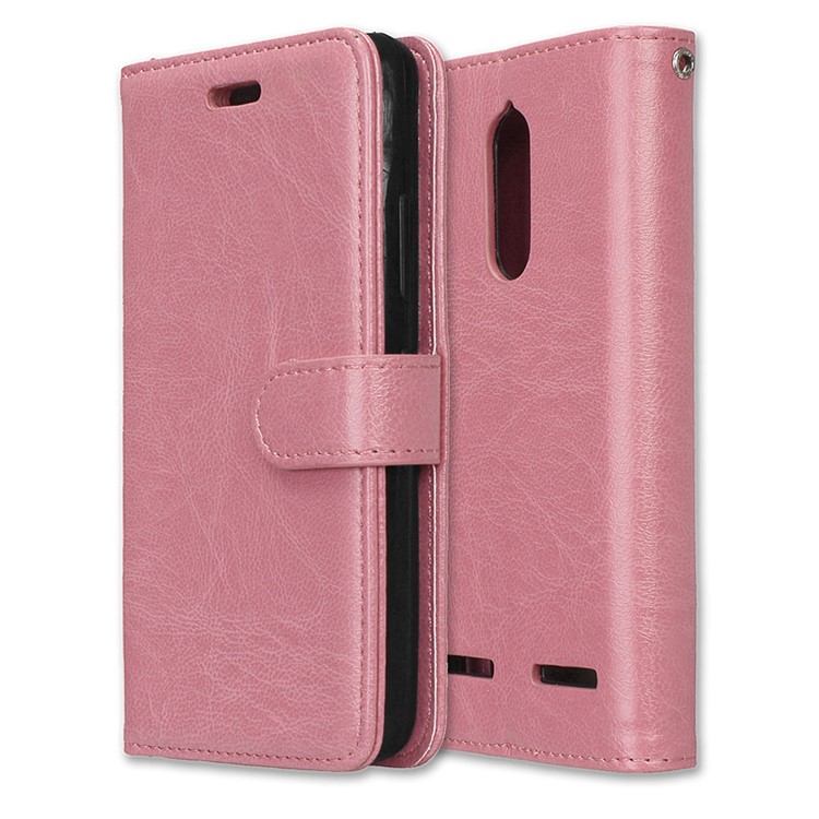 Crazy Horse Texture Stand Wallet Leather Flip Case for Lenovo K6 Power - Pink-3