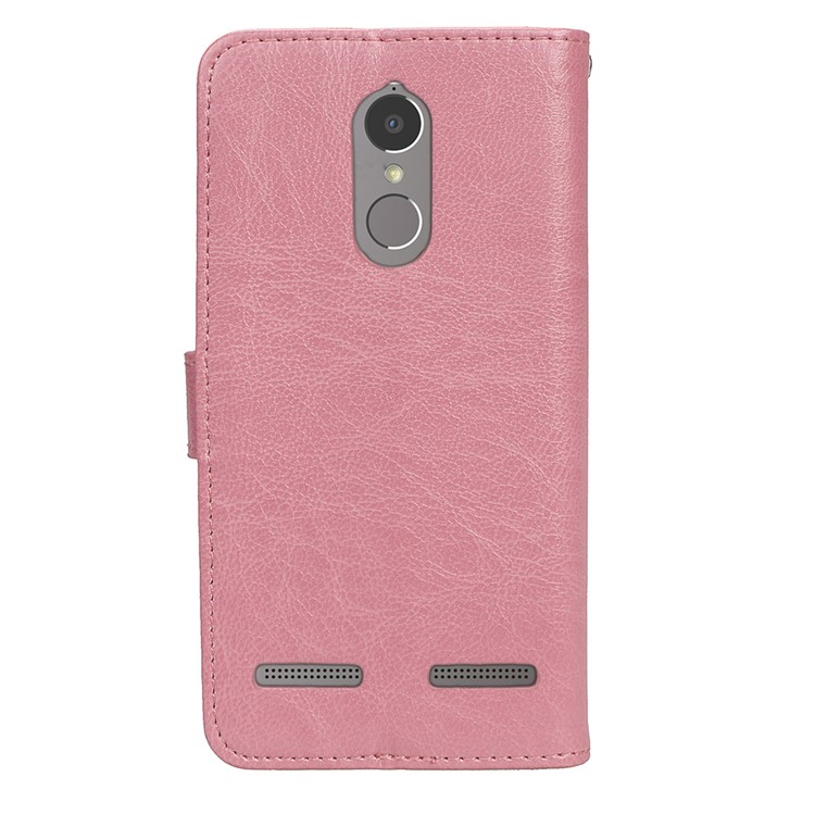 Crazy Horse Texture Stand Wallet Leather Flip Case for Lenovo K6 Power - Pink-5