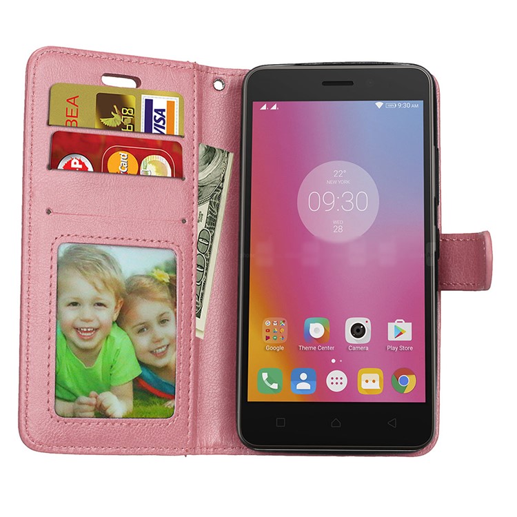 Crazy Horse Texture Stand Wallet Leather Flip Case for Lenovo K6 Power - Pink-9