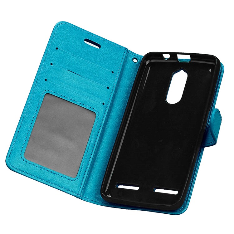 Crazy Horse Texture Stand Card Holders Leather Case Shell for Lenovo K6 Power - Blue-10