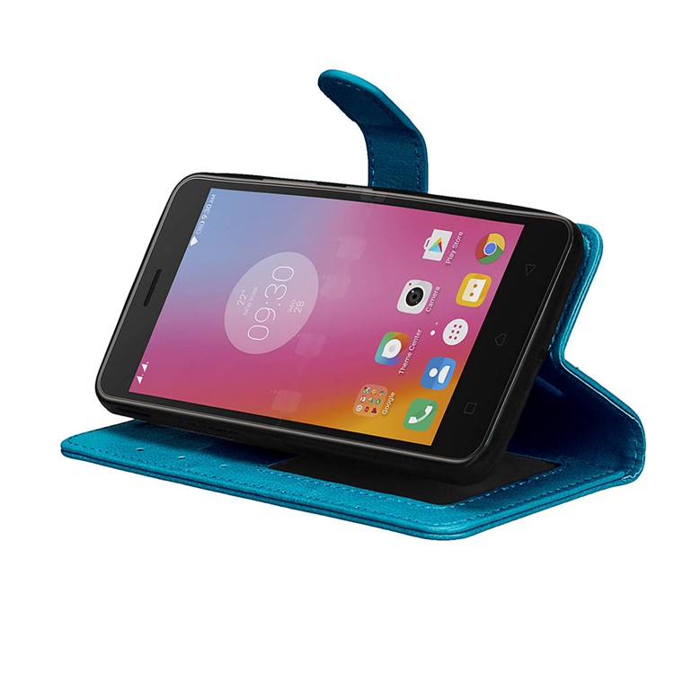 Crazy Horse Texture Stand Card Holders Leather Case Shell for Lenovo K6 Power - Blue-13
