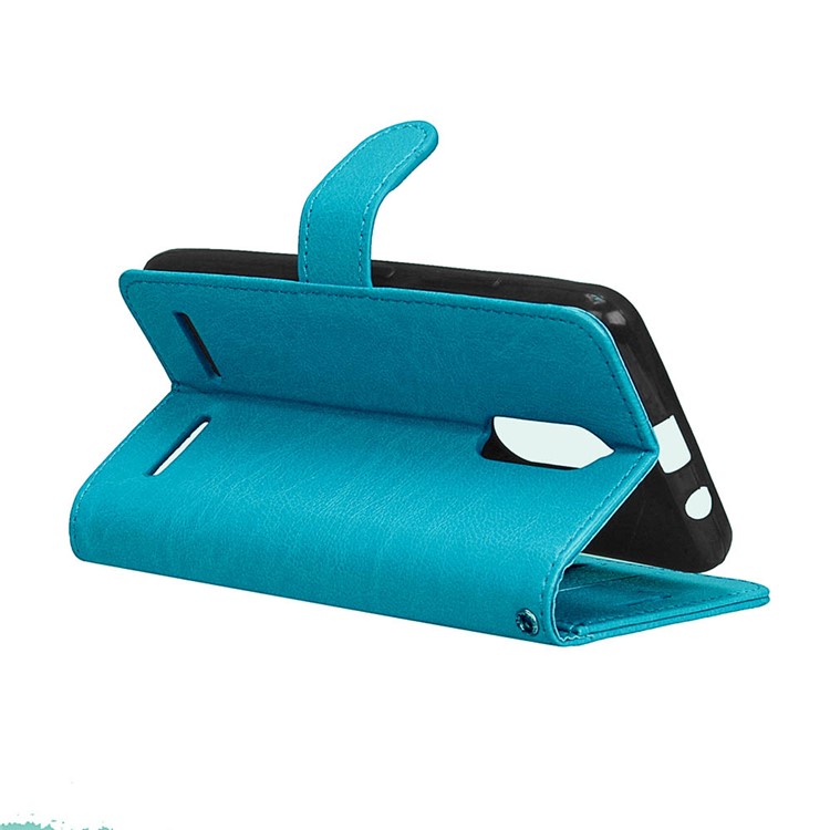 Crazy Horse Texture Stand Card Holders Leather Case Shell for Lenovo K6 Power - Blue-14