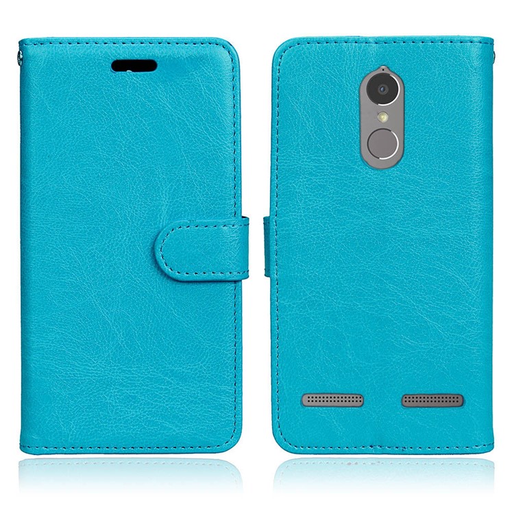 Crazy Horse Texture Stand Card Holders Leather Case Shell for Lenovo K6 Power - Blue-2
