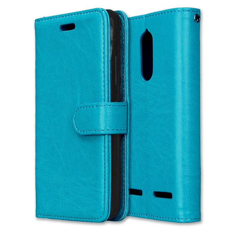 Crazy Horse Texture Stand Card Holders Leather Case Shell for Lenovo K6 Power - Blue-3