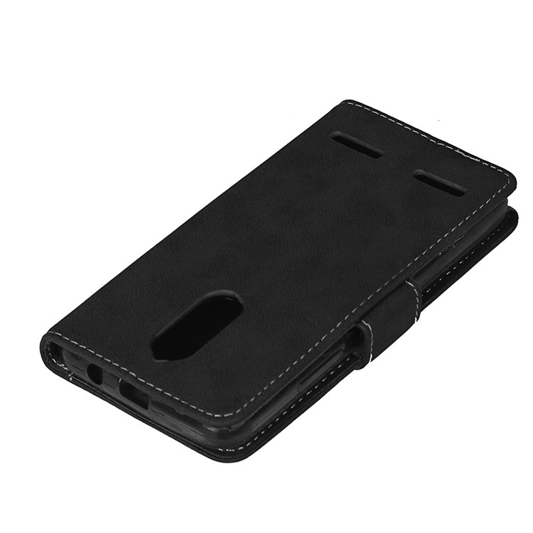 For Lenovo K6 Power Matte Magnetic Leather Flip Stand Phone Shell with Card Slots - Black-10