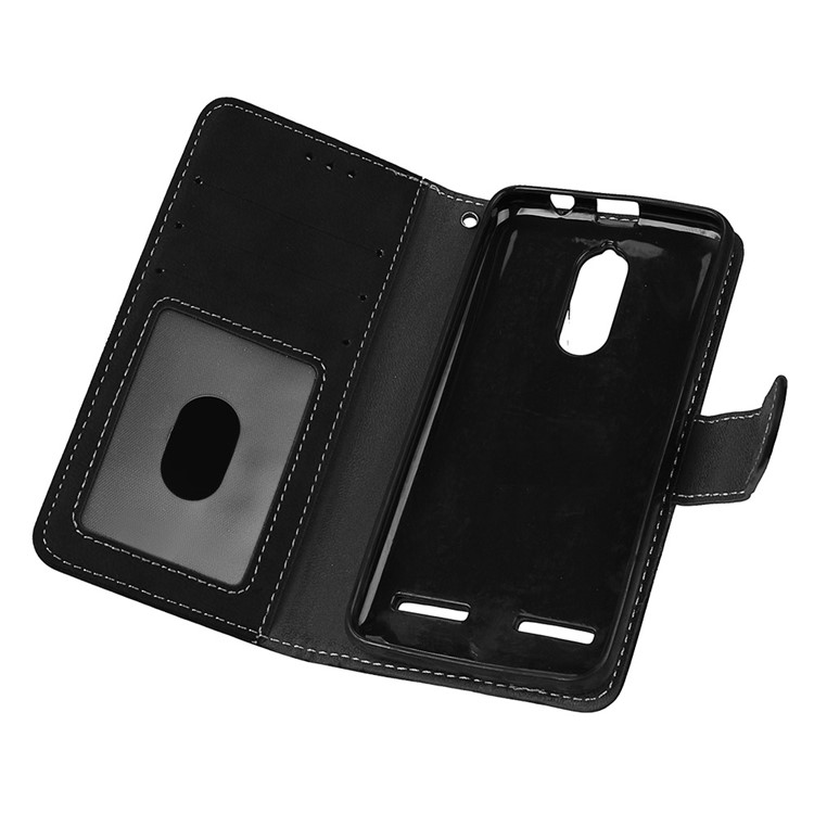 For Lenovo K6 Power Matte Magnetic Leather Flip Stand Phone Shell with Card Slots - Black-12