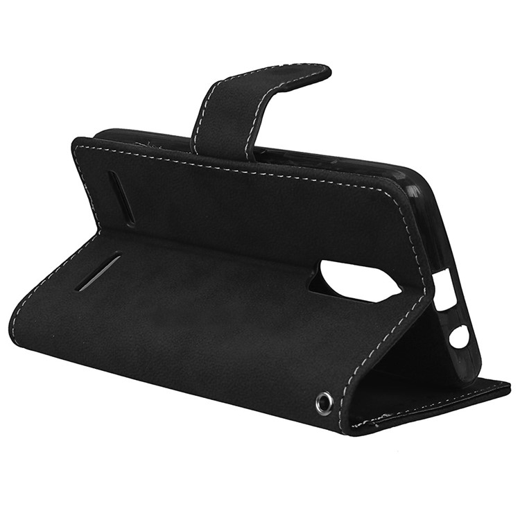 For Lenovo K6 Power Matte Magnetic Leather Flip Stand Phone Shell with Card Slots - Black-14