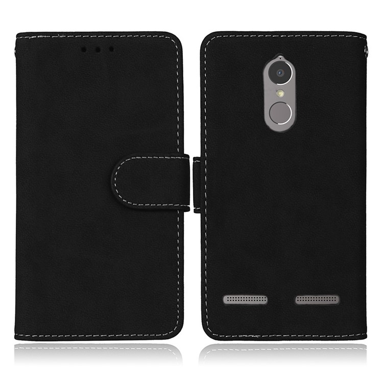 For Lenovo K6 Power Matte Magnetic Leather Flip Stand Phone Shell with Card Slots - Black-2