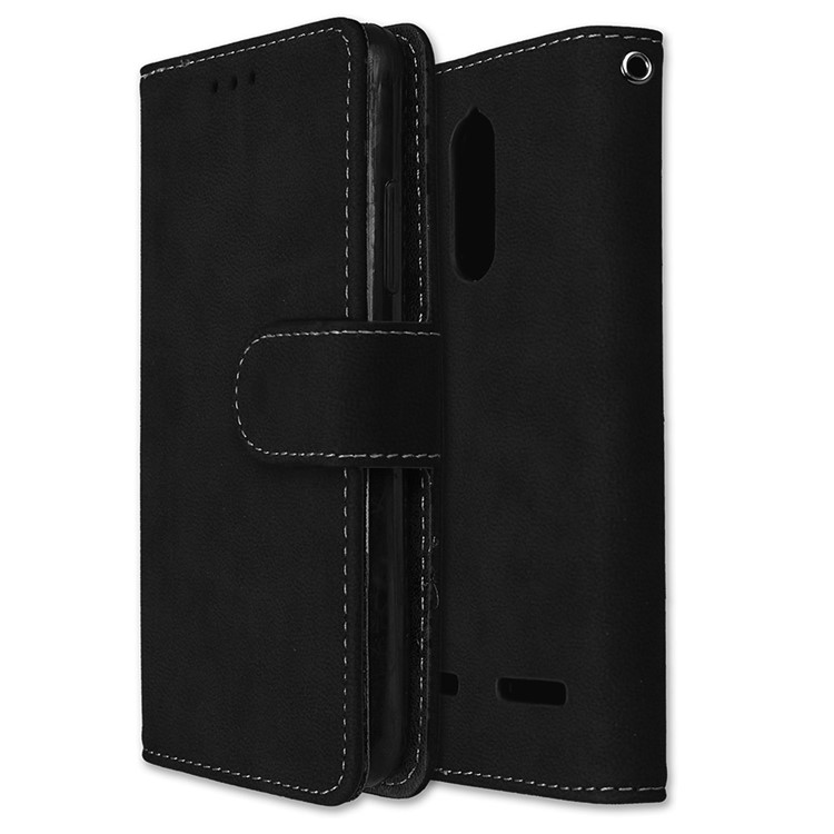 For Lenovo K6 Power Matte Magnetic Leather Flip Stand Phone Shell with Card Slots - Black-3