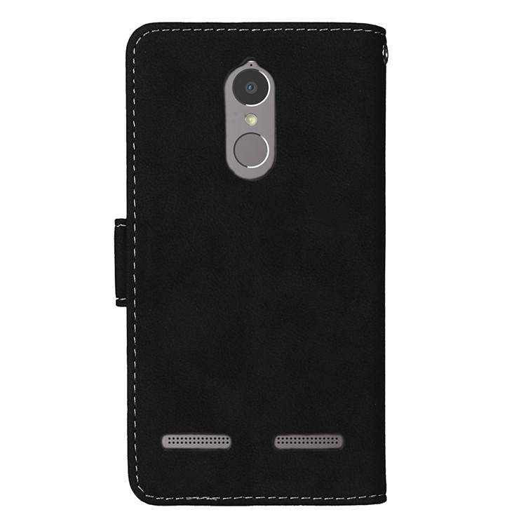 For Lenovo K6 Power Matte Magnetic Leather Flip Stand Phone Shell with Card Slots - Black-5